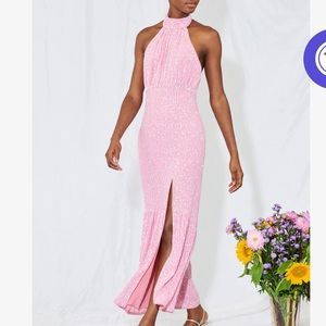 Pink sequin midi dress by Saylor